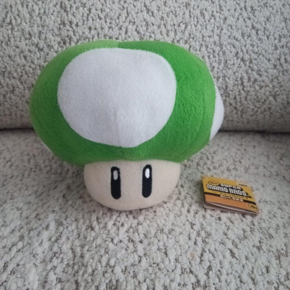 Official SUPER MARIO BROS 1-Up Mushroom Plush Toy (Banpresto 2009/2010)